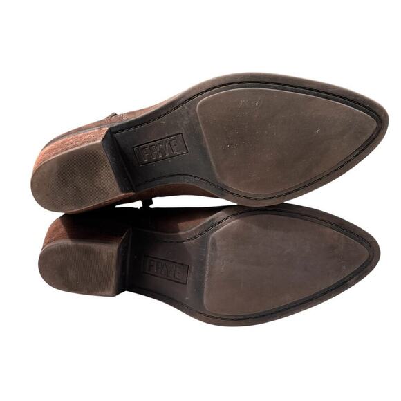 Frye Judith Double Zip Leather Booties Boots Women's Size 8.5 in Cognac - Picture 6 of 8